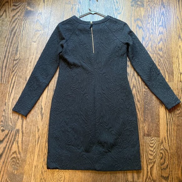 Banana Republic Black Dress brocade embossed shift long sleeve Size 4 - Picture 4 of 6
